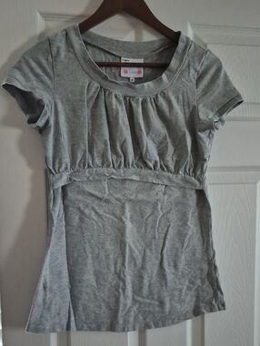 My Bella Mama Nursing Top - Gray Scoop Neck Short Sleeve
